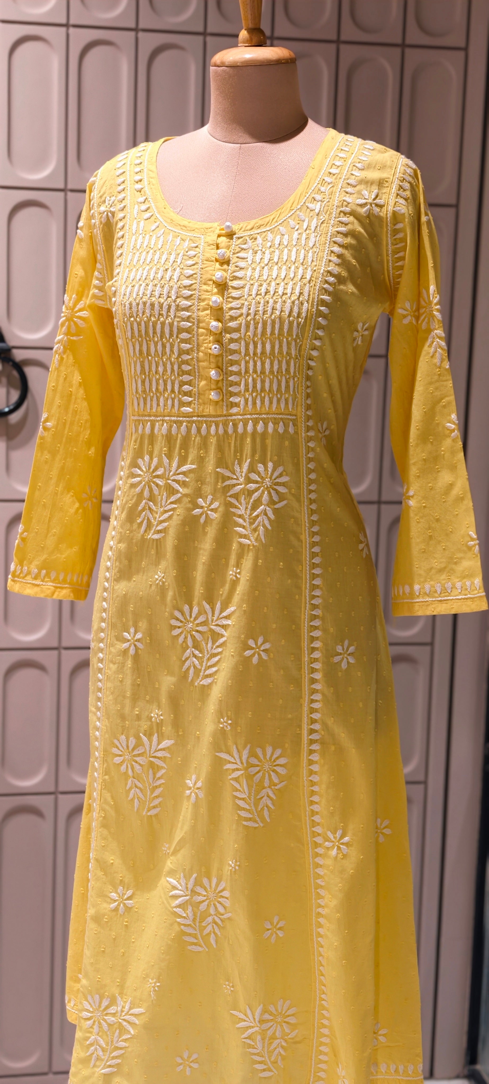 Beautiful Summer Shades Mul Cotton  Chikankari Aline Kurti With Embroidered - 13950