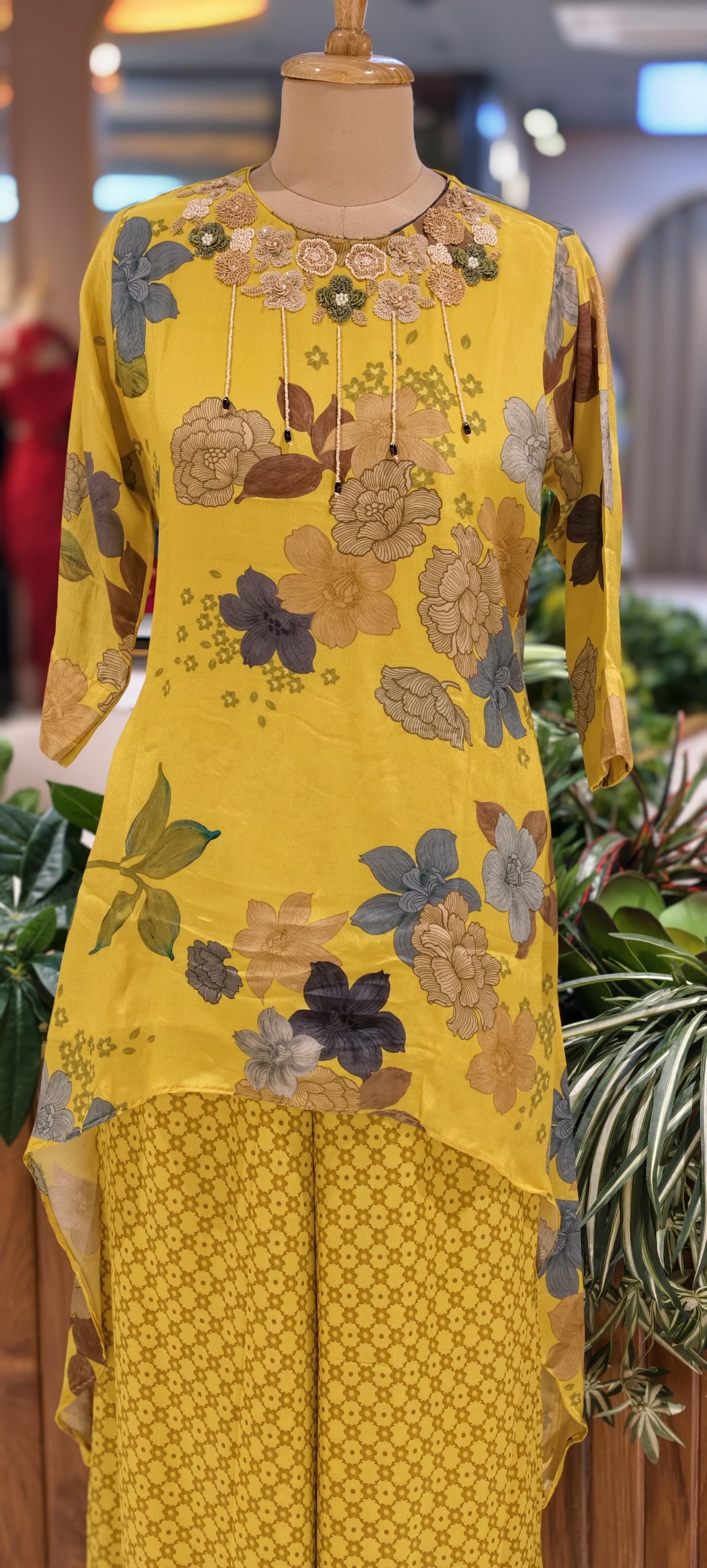 Sunshine Floral Printed High-Low Kurta with Palazzo Co-Ord Set-13739