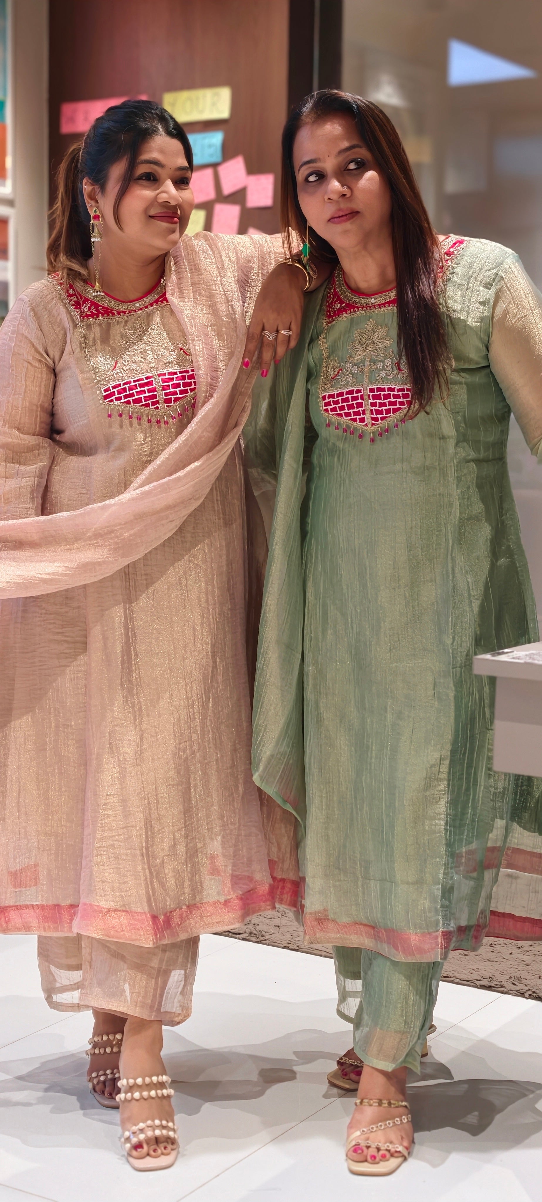 Graceful Pastel Ethnic Kurta with Statement Embroidered Neckline Salsa A-Line Full Suit Set With Dupatta- 15765