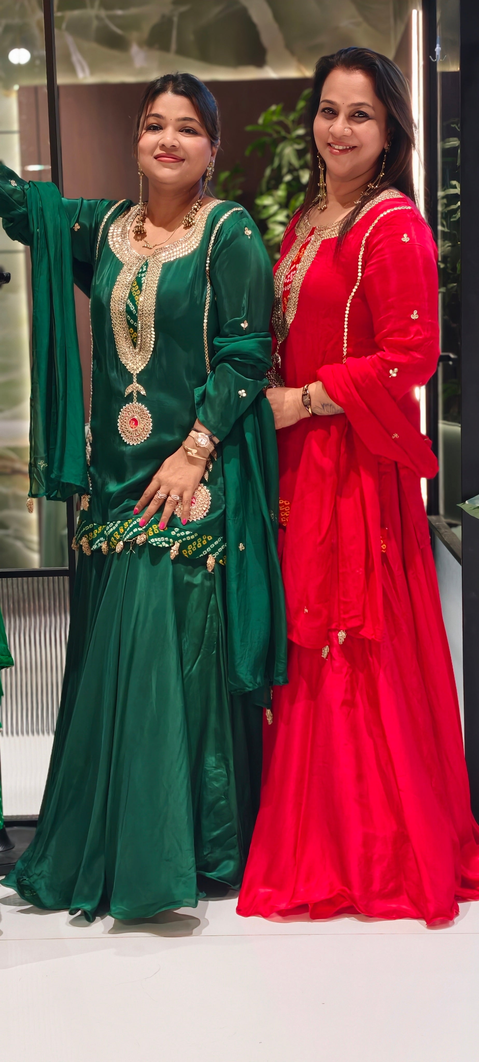 Bandhej Highlights Elegant Gotta Detailing Crepe Full Suit Set With Flared Skirt Bottom & Dupatta- 15852