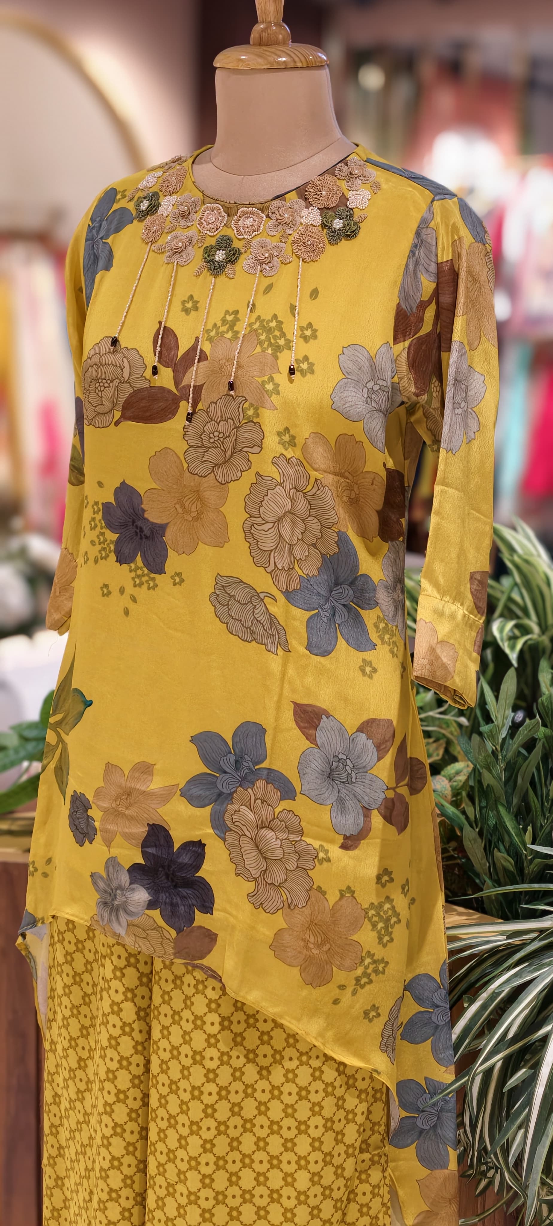 Sunshine Floral Printed High-Low Kurta with Palazzo Co-Ord Set-13739