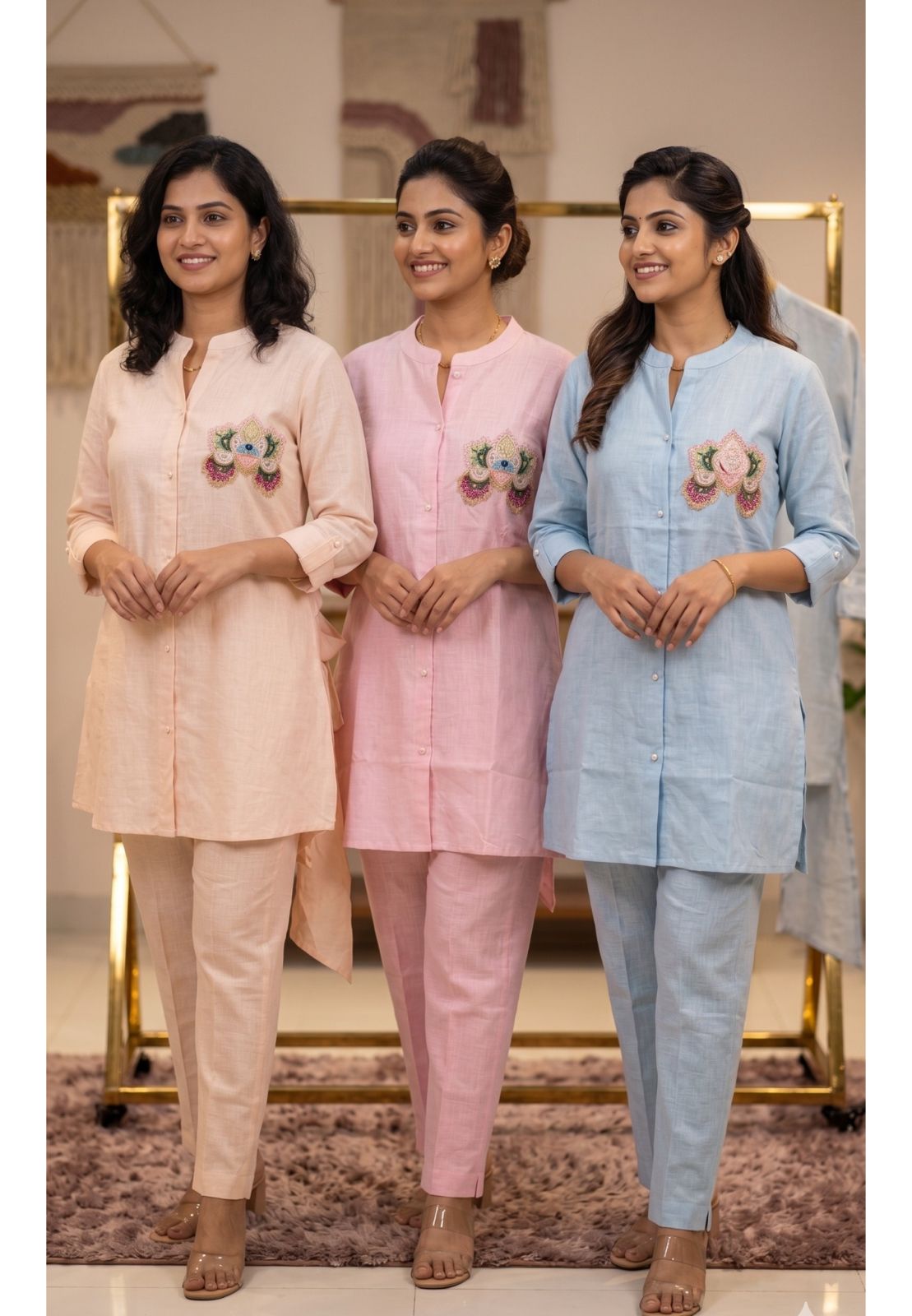 Minimal Brochet Look Light Weight Solid Casual Wear Co-Cord Set