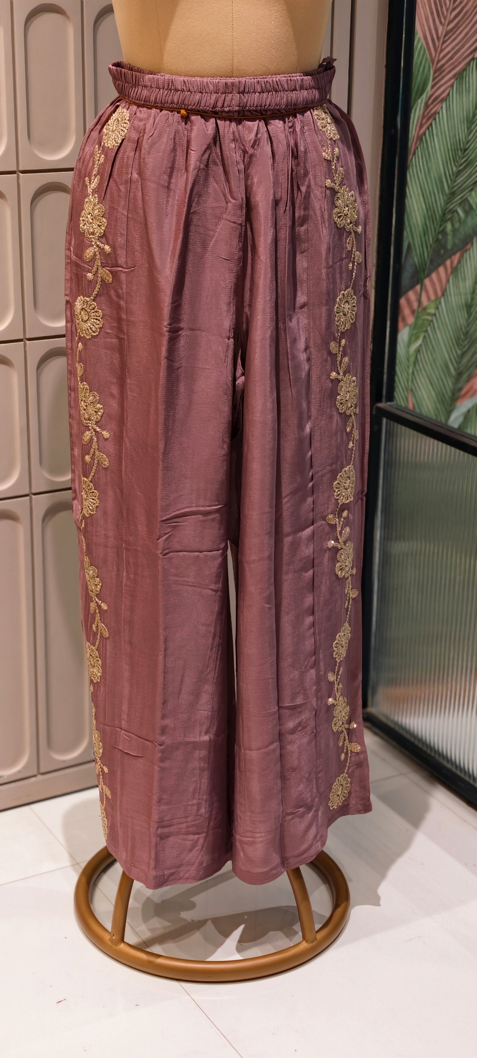 Designer Shirt Style Kurta Luxury Chinon Fabric Co-Ord Set with Intricate Embroidery 13996 RB07