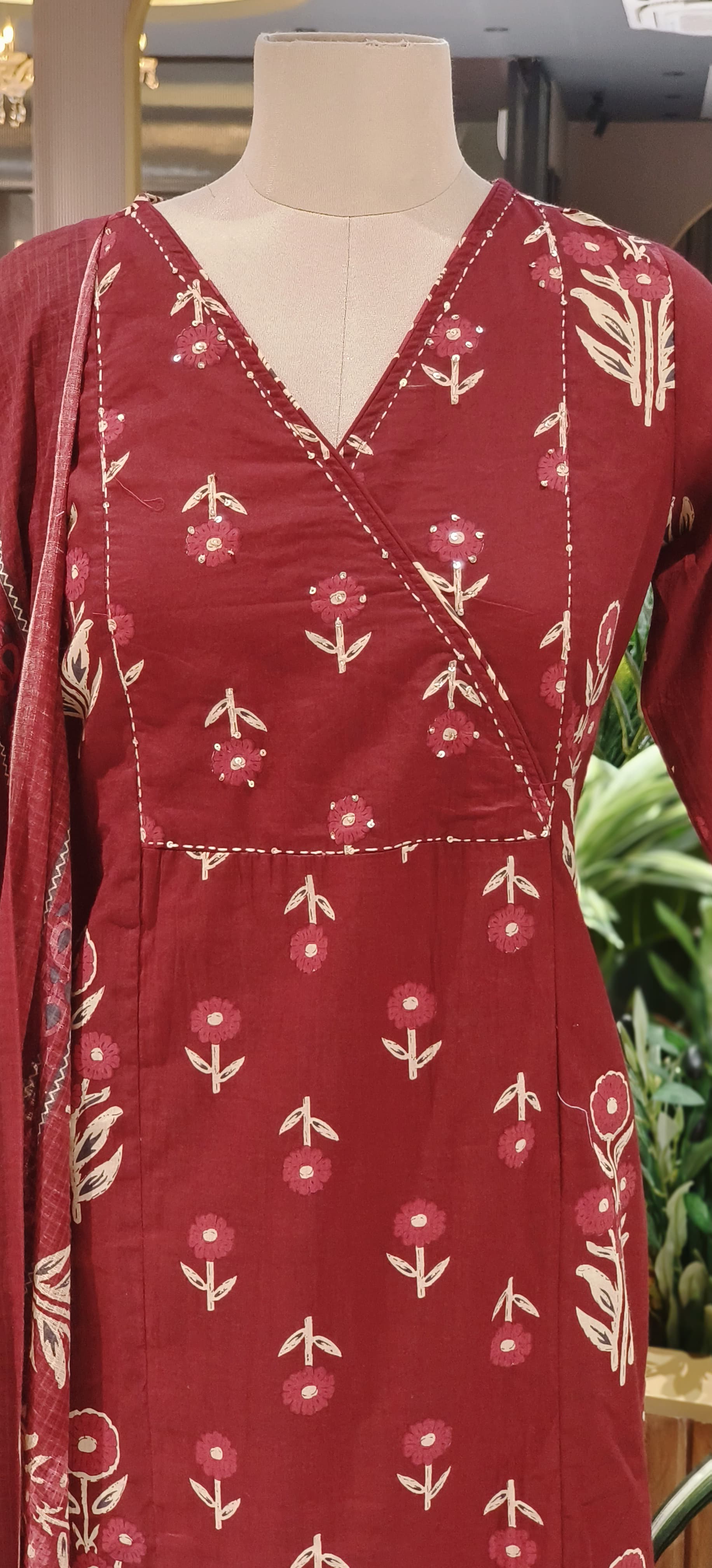 Classic Angrakha style Handcrafted Block Print Cotton Kurta Set for Elegant Everyday Wear