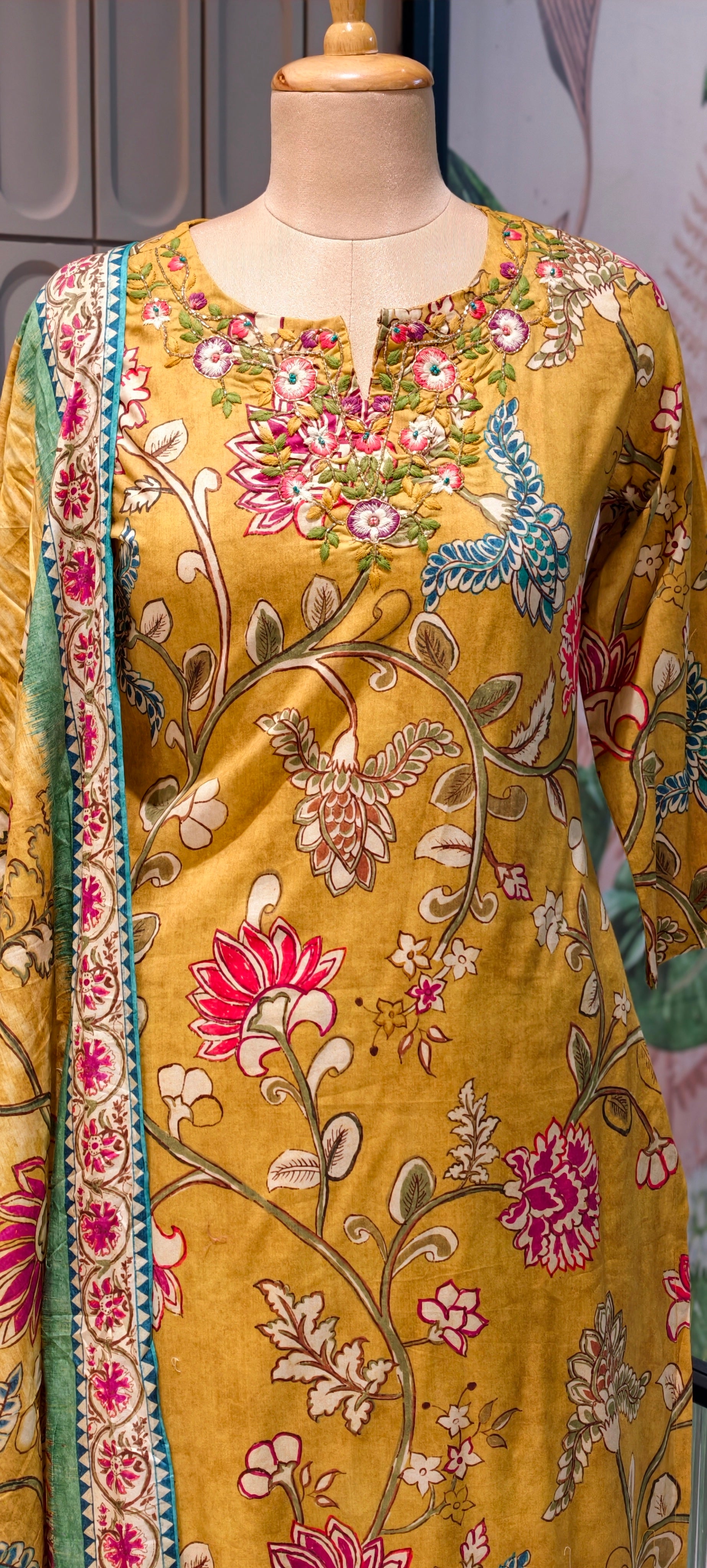 Elegant Floral Printed Butter Soft Cotton Kurta Set with Straight Pants & Printed Dupatta-13879,78