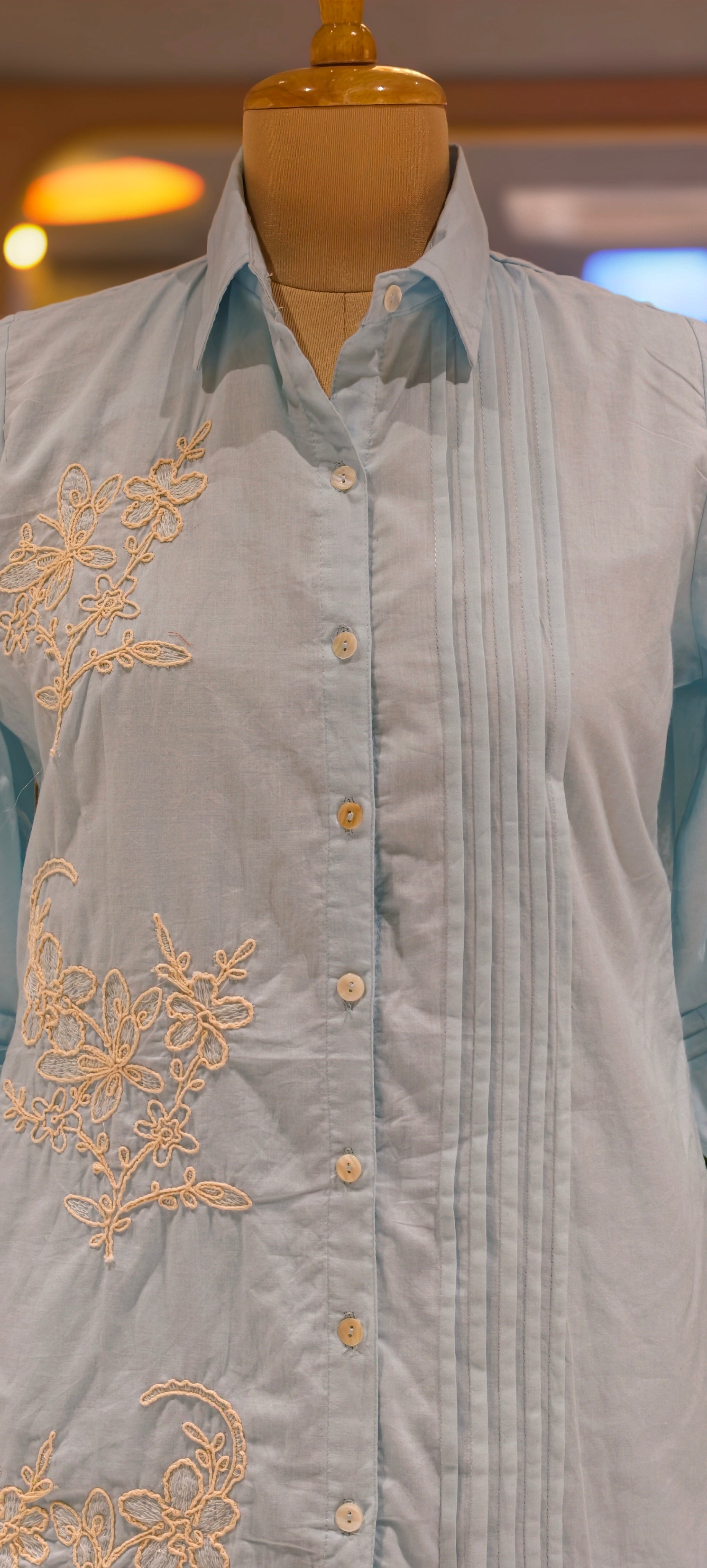 Summer Style Light shade Cotton Collar Kurta Pant-13937