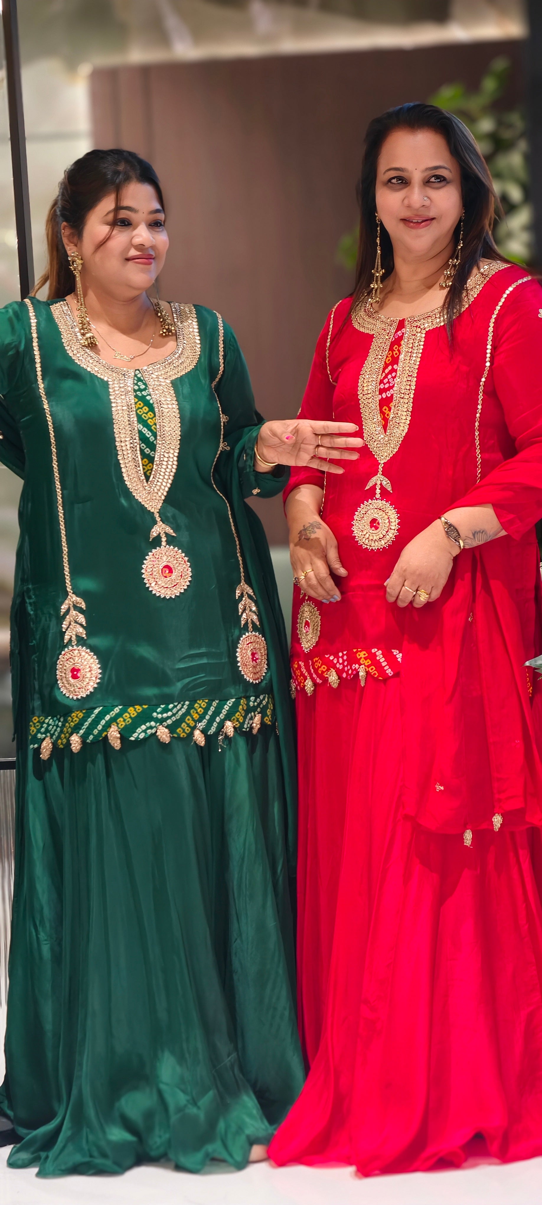 Bandhej Highlights Elegant Gotta Detailing Crepe Full Suit Set With Flared Skirt Bottom & Dupatta- 15852