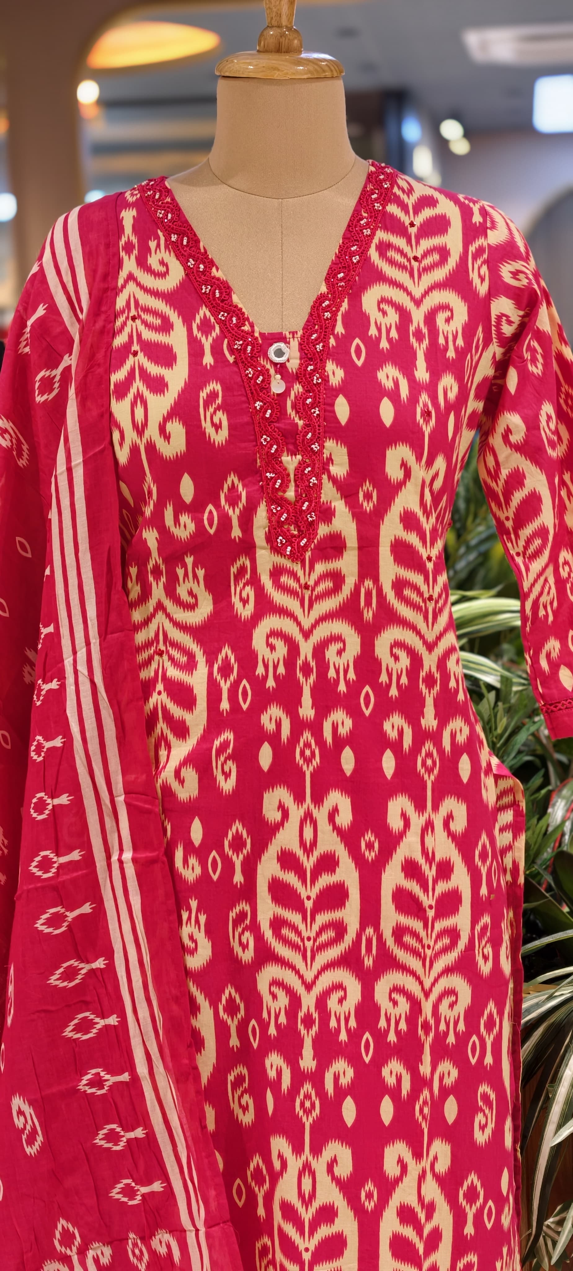 Soft Breathable Elegant Cotton Printed Kurta Pant Set with Dupatta-13845