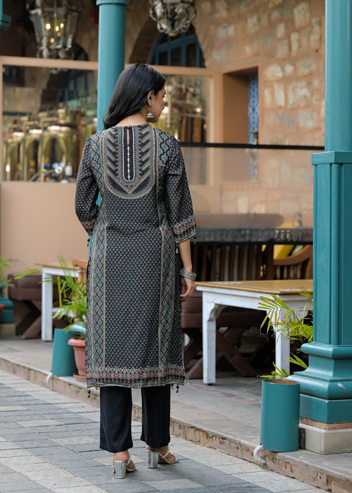 Beautiful Pure Crepe Small Prints Full suit set with chinon Dupatta