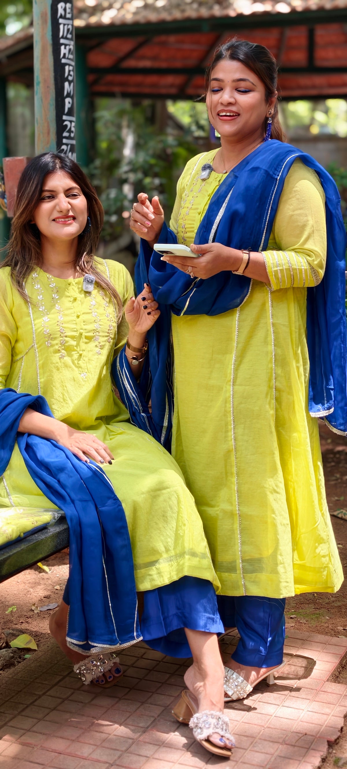 Twin Color Parrot Inspired Pure Chanderi A-Line Full Suit Set With Organza Dupatta- 16248