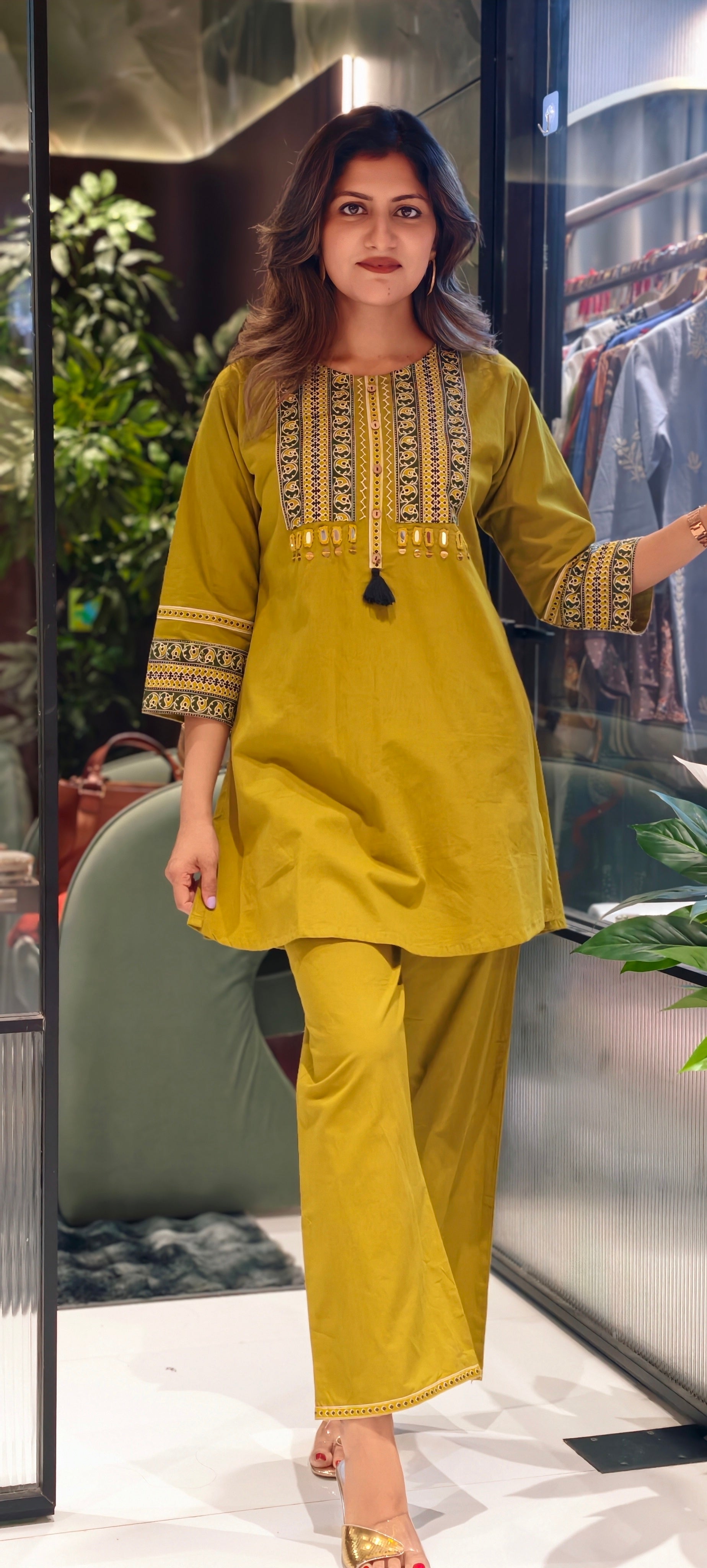 Summer Style Cotton Kurta with Bottom And Printed Yoke13868