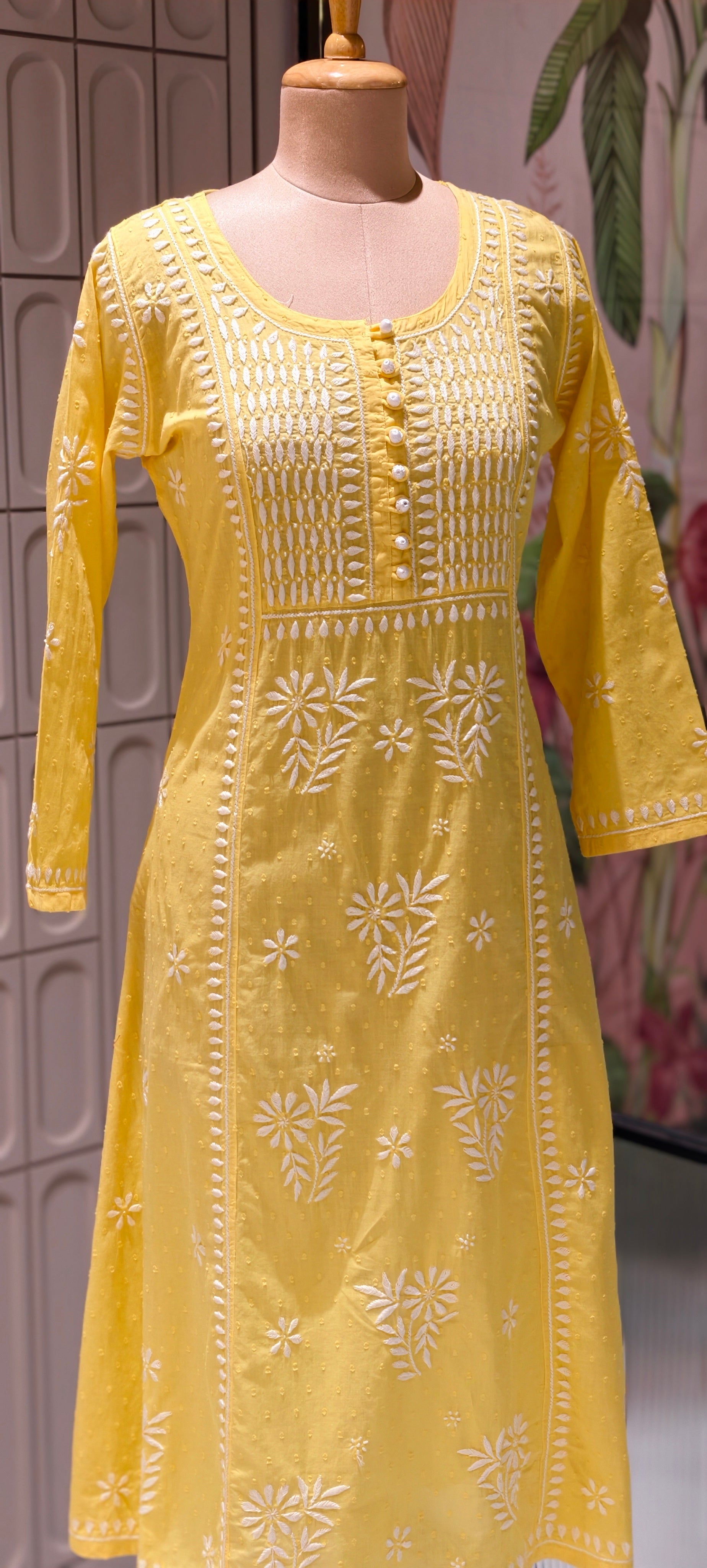 Beautiful Summer Shades Mul Cotton  Chikankari Aline Kurti With Embroidered - 13950