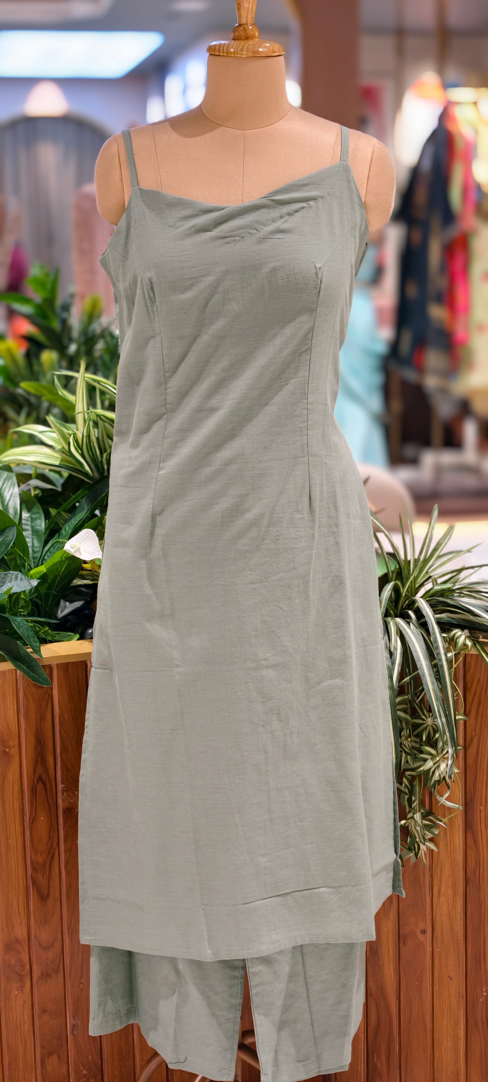 Elegant 3-Piece Layered Kurta Set with Inner, Pants & Embellished Shrug In Cotton Fabric-14193 RB178