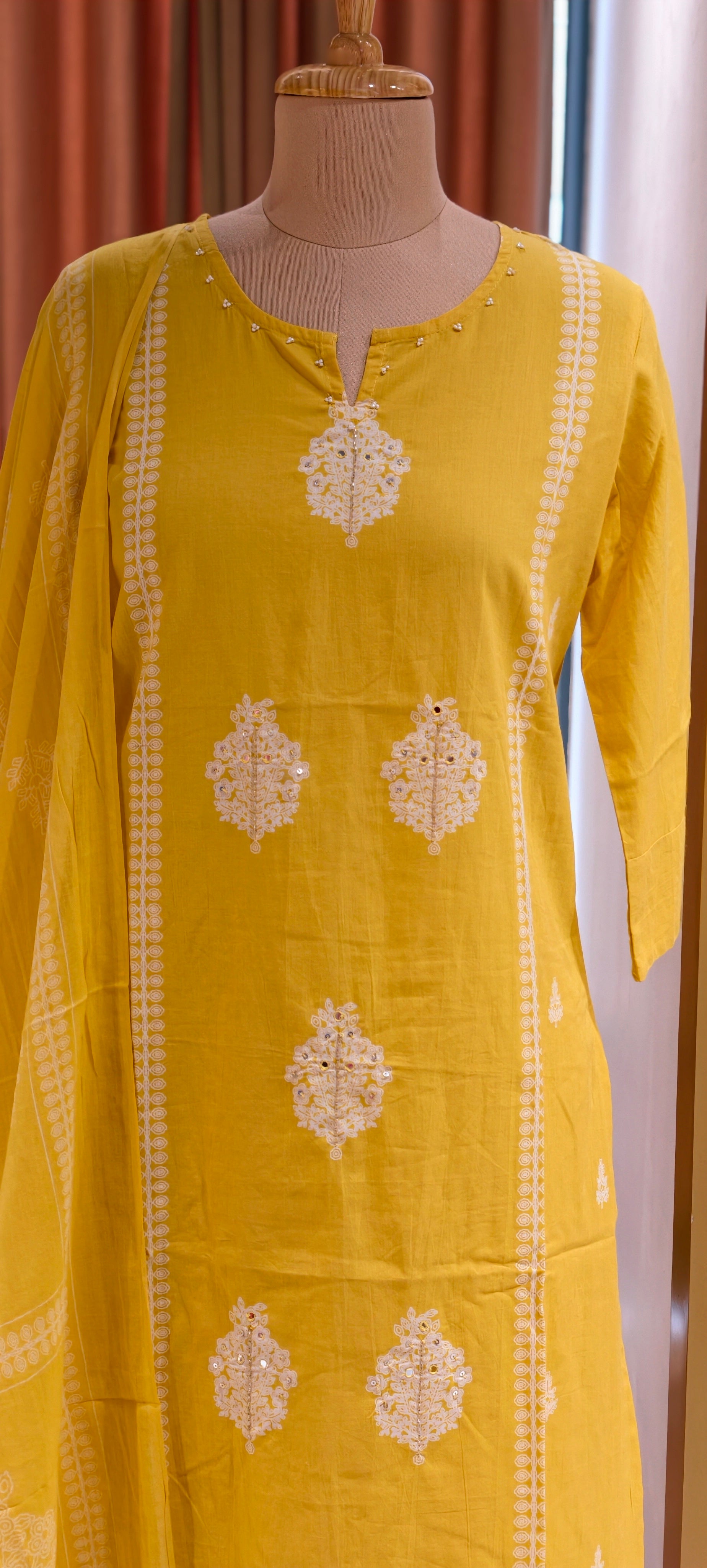 Elegant Cotton Full Suit Set with Embroidery Kurta with Bottom And Dupatta Lean Fit-14153 RB185