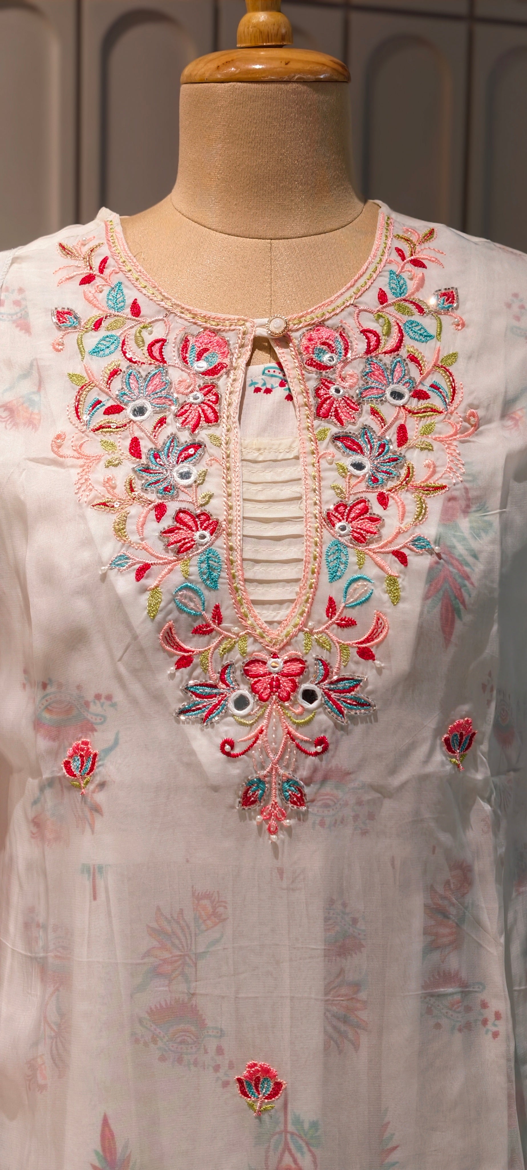 Elegant Floral Embellished Premium Double Layer Organza Gown with Cotton Inner & Embroidered Dupatta 13960  RB10