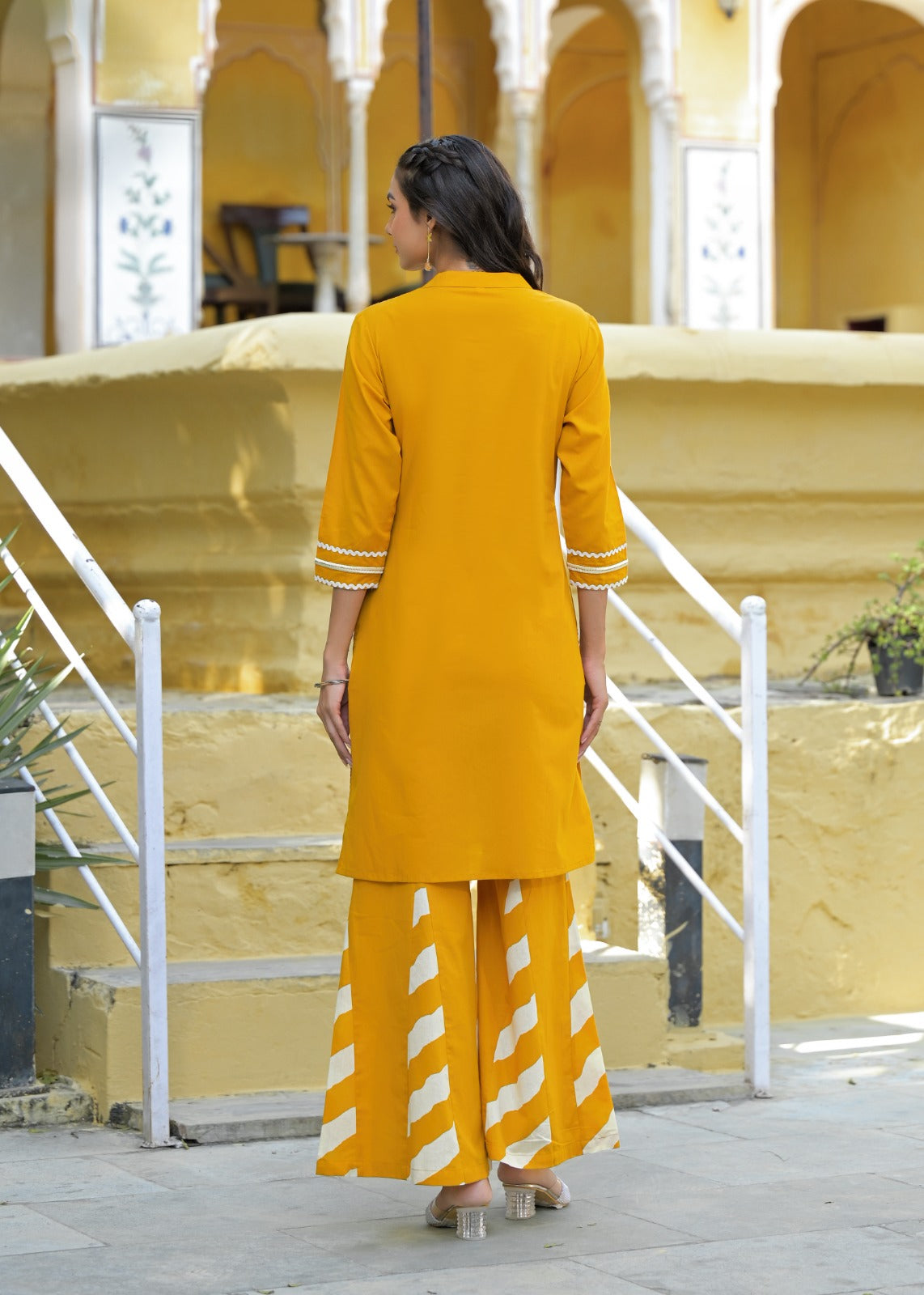 Summer Wear Embroidered Cotton Kurta With Taper Palazzo With Dupatta-12210,12211,12212,12209