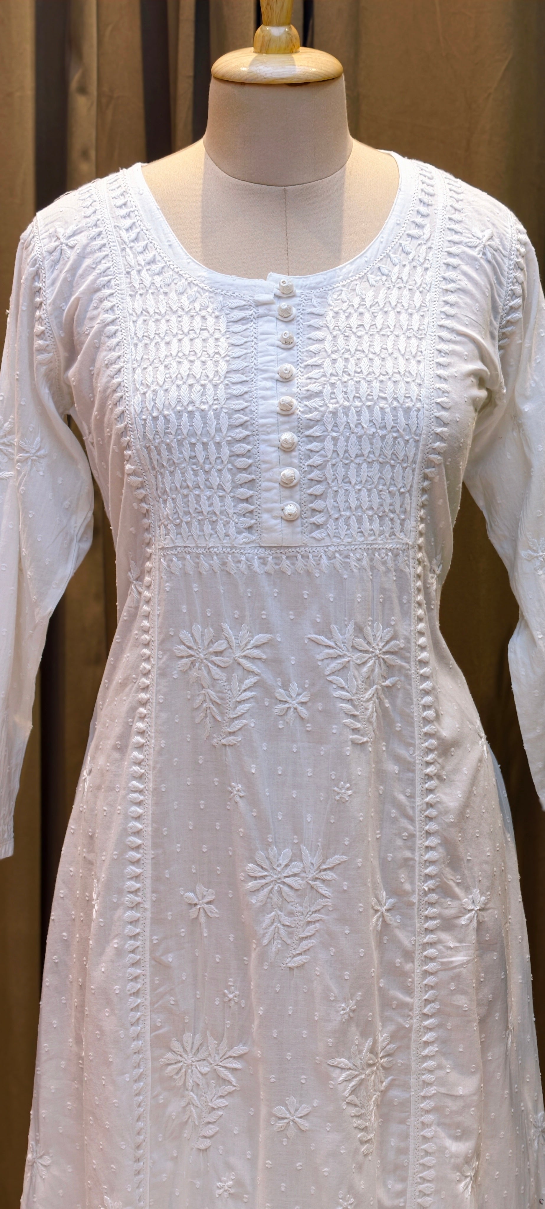 Beautiful Summer Shades Mul Cotton  Chikankari Aline Kurti With Embroidered - 13950