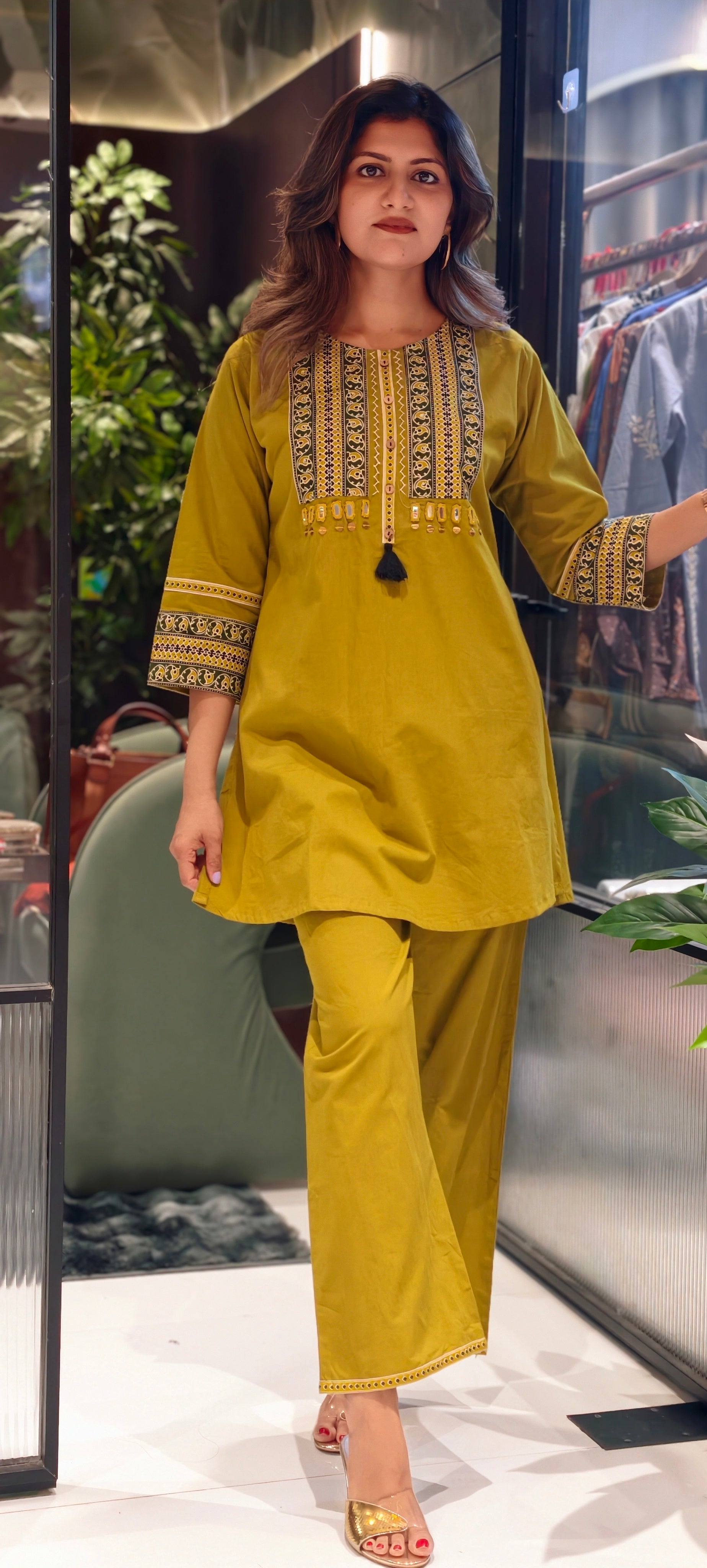 Summer Style Cotton Kurta with Bottom And Printed Yoke13868