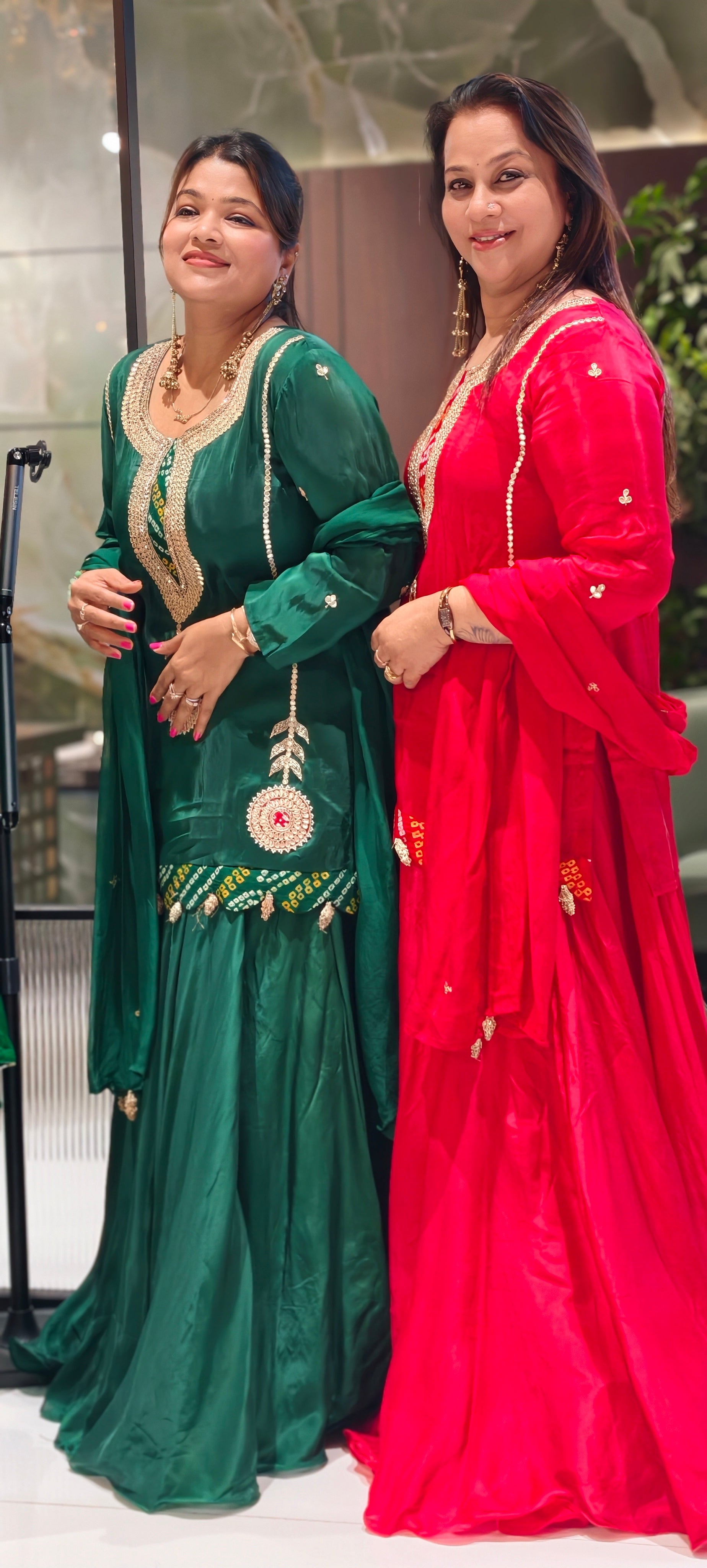 Bandhej Highlights Elegant Gotta Detailing Crepe Full Suit Set With Flared Skirt Bottom & Dupatta- 15852