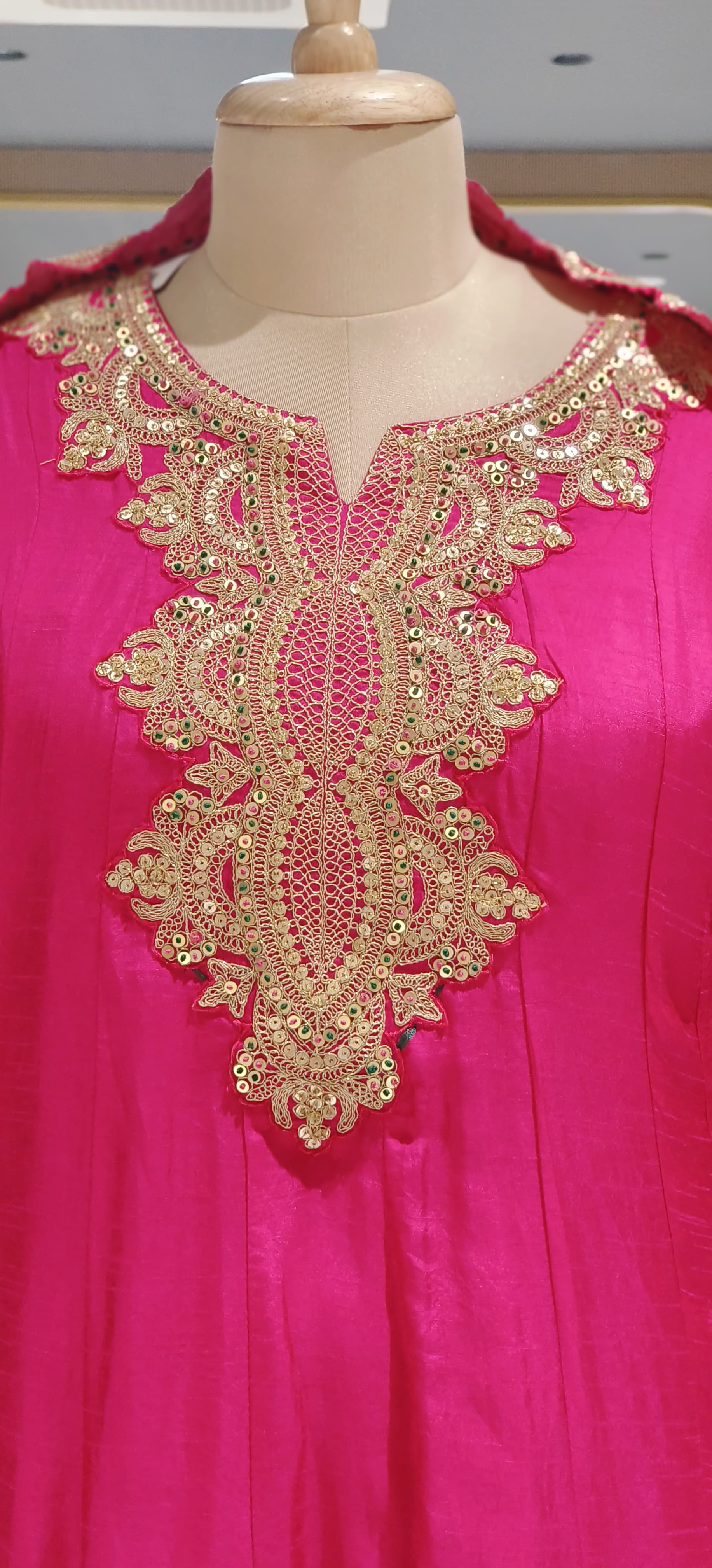 Luxury Dola Silk Peplum Style Suit Set With Intricate Golden Thread Embroidery & Scallop Dupatta-12579,12578