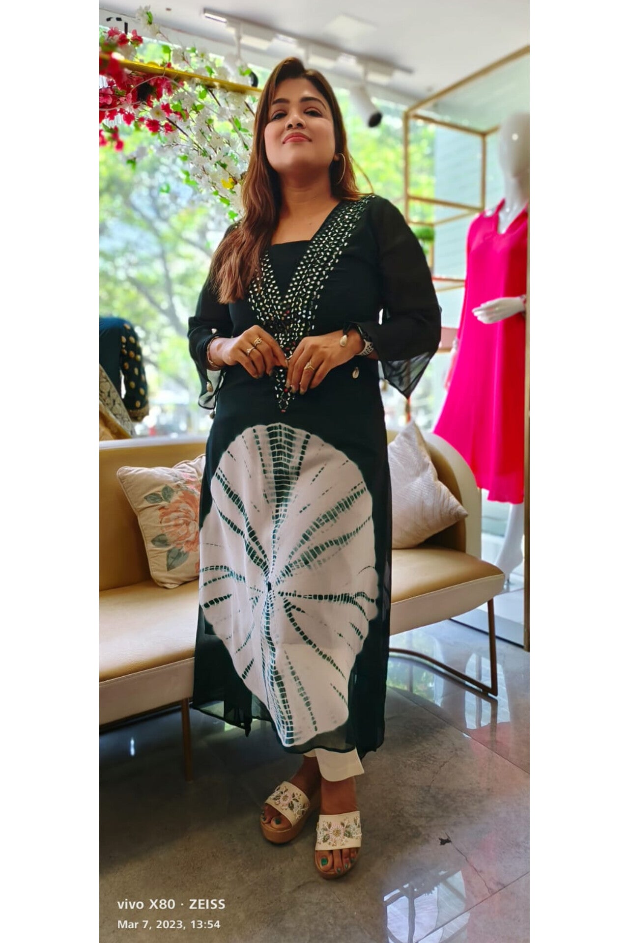 13-08-Soft Silk Batik Printed Anarkali Pannel Cut Kurti-Maroonish  Mauve-13-08-015 – Colours Trendz